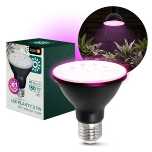 LED Grow Light E27 7W 150lm - Growth & Flowering - 38° Narrow Beam - Black - IP20 - 230V