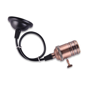 LED hanglamp vintage, pendel lamphouder E27, industrieel draaiknop, antiek roodbrons 120cm