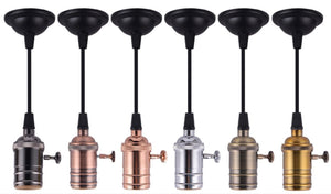 LED hanglamp vintage | pendel lamphouder E27 | industrieel draaiknop | goudroze 120cm
