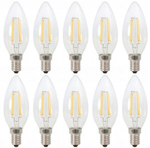 LED kaarslamp E14 warmwit 2700K - 4W - filament helder glas - 10 stuks