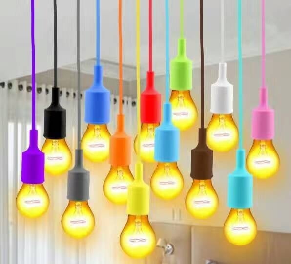 LED lamp DIY | pendant lamp - iron cord | E27 silicone fitting | black