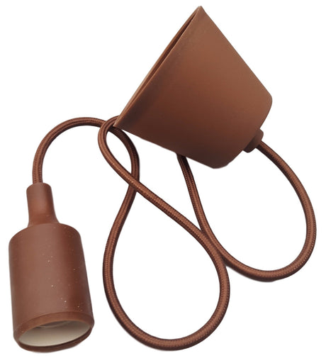 LED lamp DIY | pendel hanglamp - strijkijzer snoer | E27 siliconen fitting | chocolade - LEDPLANET.NL