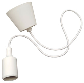 LED lamp DIY, pendel hanglamp, strijkijzer snoer, E27 siliconen fitting, wit