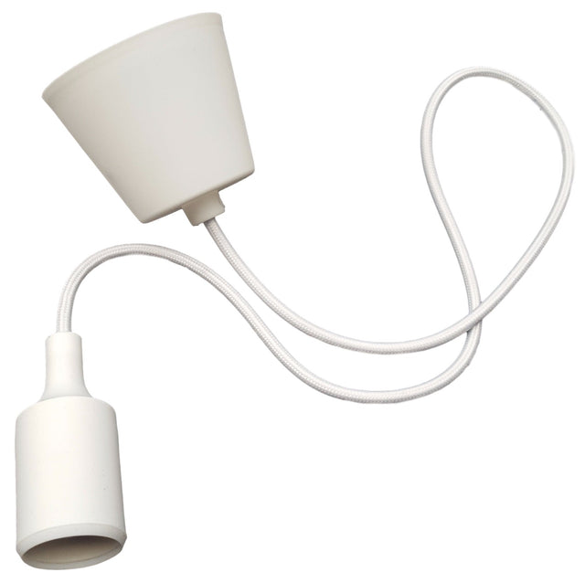 LED lamp DIY | pendel hanglamp - strijkijzer snoer | E27 siliconen fitting | wit - LEDPLANET.NL