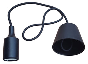 LED lamp DIY, pendel hanglamp, strijkijzer snoer, E27 siliconen fitting, zwart