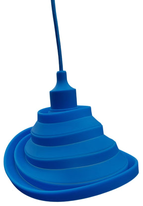 LED lamp DIY, vouwbare hanglamp, strijkijzer snoer, E27 siliconen fitting, blauw
