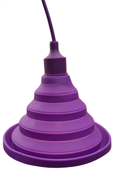 LED lamp DIY, vouwbare hanglamp, strijkijzer snoer, E27 siliconen fitting, paars