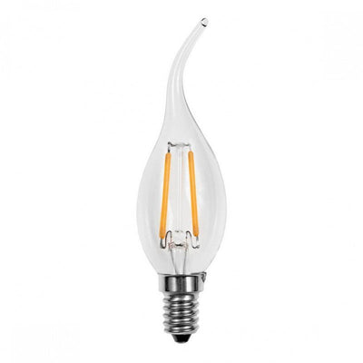 LED-Lampe E14 | Kerzenlampe C35, gebogene Spitze | 2W=20W | tageslichtweißes Filament 6500K - LEDPLANET.NL