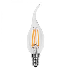 LED kaarslamp E14 gebogen tip warmwit 2700K - 4W - filament helder glas