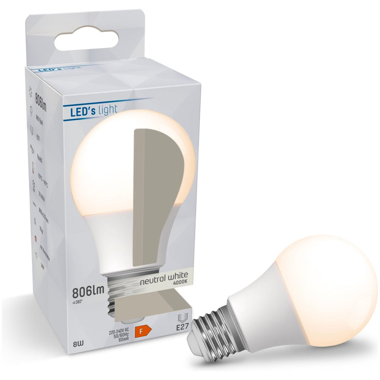 LED-Lampe E27 – 806 lm – Kaltweißes Licht – 1 Lampe