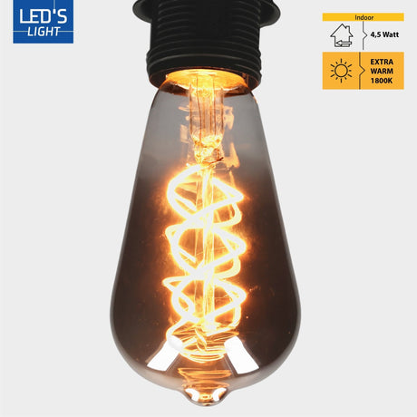 LED Lamp smokey E27 - Nostalgic retro - Dimmable warm white light - Edison ST64