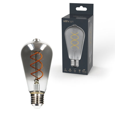LED Lamp smokey E27 - Nostalgic retro - Dimmable warm white light - Edison ST64