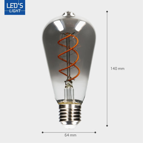 LED Lamp smokey E27 - Nostalgic retro - Dimmable warm white light - Edison ST64