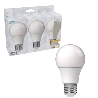 LED Lamp E27 - 806 lumen - Warmwit 2700K - 8W vervangt 60W - 3 Stuks
