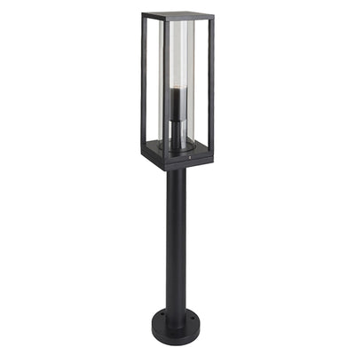 LED Wandleuchte Laterne - E27 Fassung - IP44 - Schwarzes Aluminium - 80cm - 230V