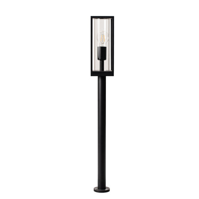 LED Wandleuchte Laterne - E27 Fassung - IP44 - Schwarzes Aluminium - 80cm - 230V