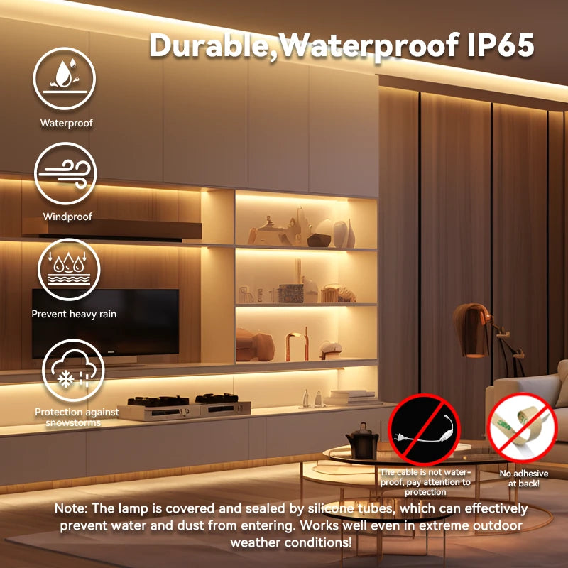 LED lichtslang IP65 5 meter 300lm warm wit, waterdicht en winddicht voor buitengebruik