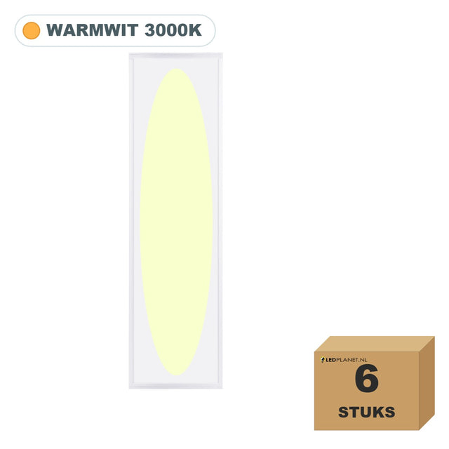 6 stuks LED paneel 30x120 ovaal lichtvlak, 36W, warmwit 3000K, in doos