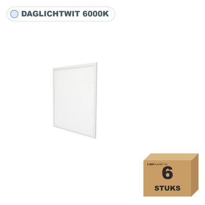 6 stuks edge-lit LED paneel 60x60, 36W, UGR<19, daglichtwit 6000K, in doos