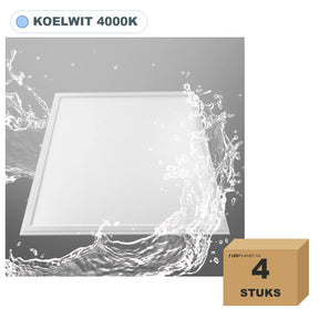 4 stuks LED paneel 60x60 IP65 waterdicht, 36W, koelwit 4000K, in doos