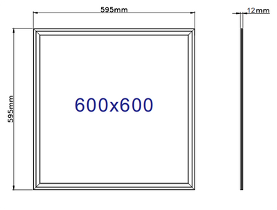 Dimensional drawing LED panel 600x600 IP65