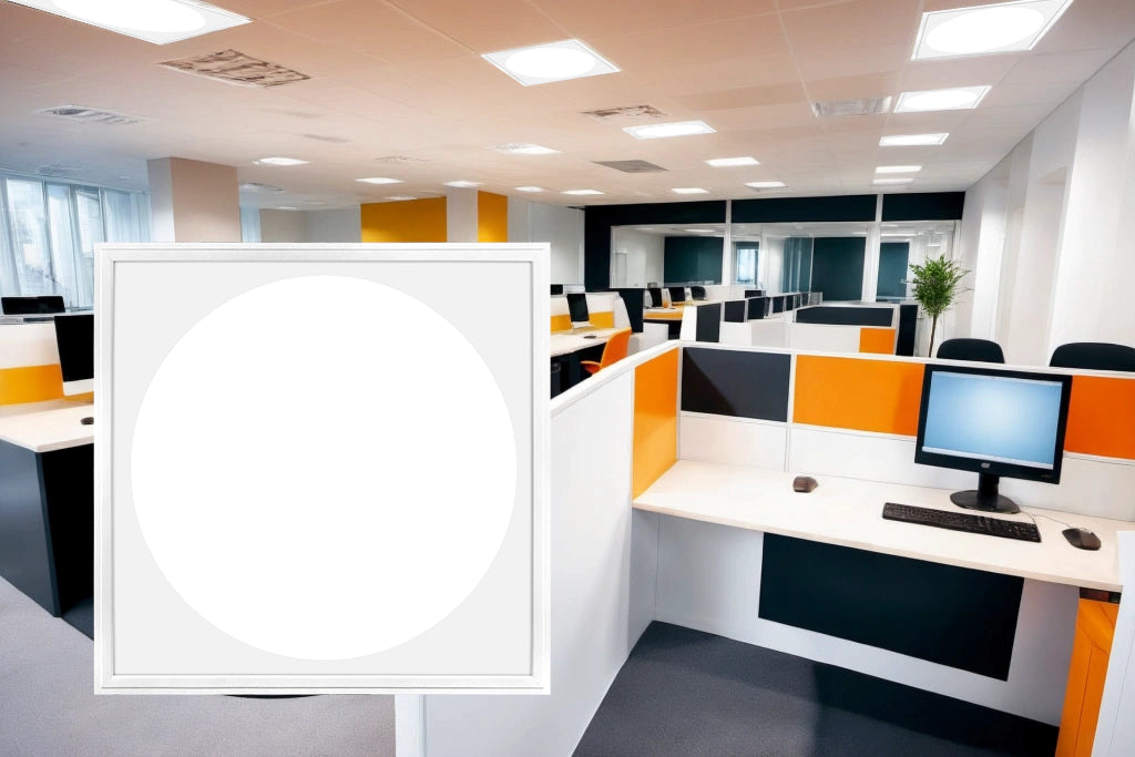 LED paneel met rond lichtvlak in kantoor