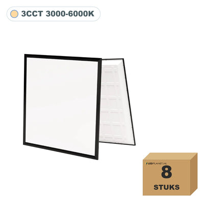 LED paneel 60x60 zwart frame 3CCT, doos van 8 stuks