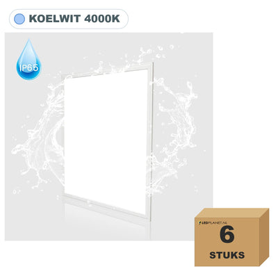6 stuks LED paneel 62x62 IP65 waterdicht, 40W, koelwit 4000K, in doos