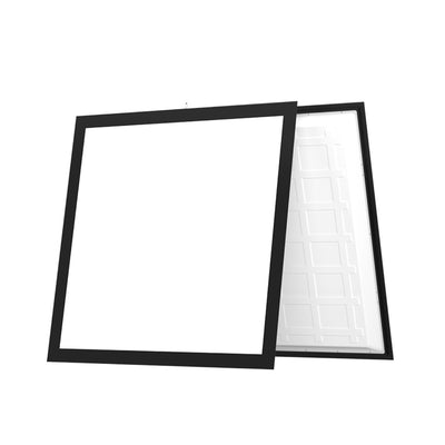 LED paneel 62x62 met zwart frame, voor- en achterkant