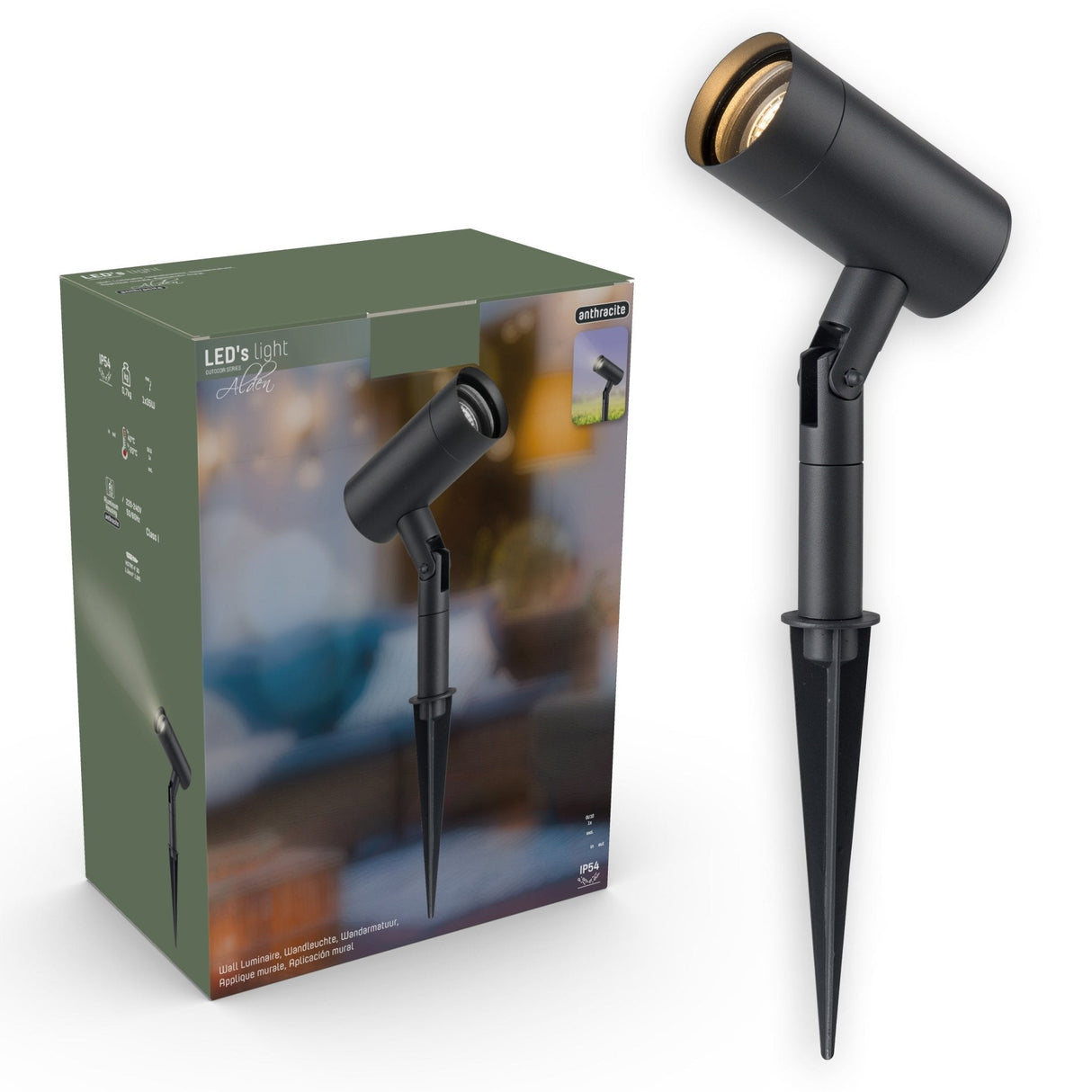 LED-Leuchte Prikspot Gartenbeleuchtung - Neigbar - GU10-Fassung - IP54 wasserdicht - Anthrazit