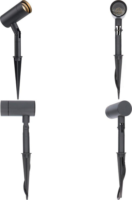 LED Prikspot GU10 - IP54 - Kantelbaar - Antraciet - Grondspies