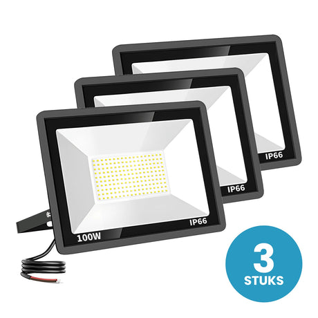 Set van 3 LED schijnwerpers 100W daglichtwit 6000K - 3 stuks