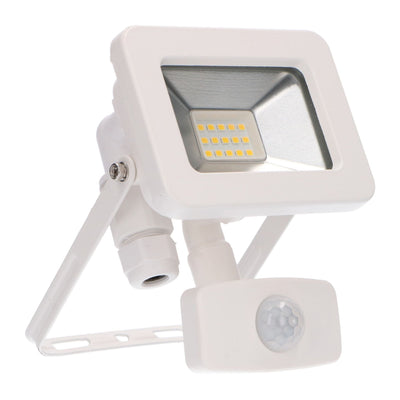 LED-Flutlicht, 1100 Lumen, 10 W, kaltweiß (4000 K), Bewegungsmelder, Tageslichtsensor, Schutzart IP44 (wasserdicht), weiß, 230 V