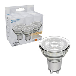 GU10 LED Spot MR16 - Warm White 2700K - 4W - 345 Lumen - Glass - Pack of 3