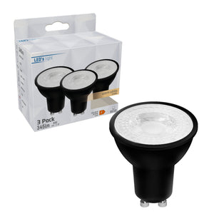 LED GU10 Spotlight Black - 345 lumens - Warm white 2700K - 4W - Pack of 3