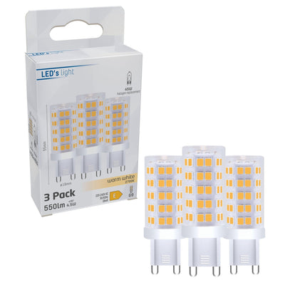 LED-Lampe G9, 550 Lumen, 4,7 W, warmweiß (2700 K), Kapsel, 3 Stück