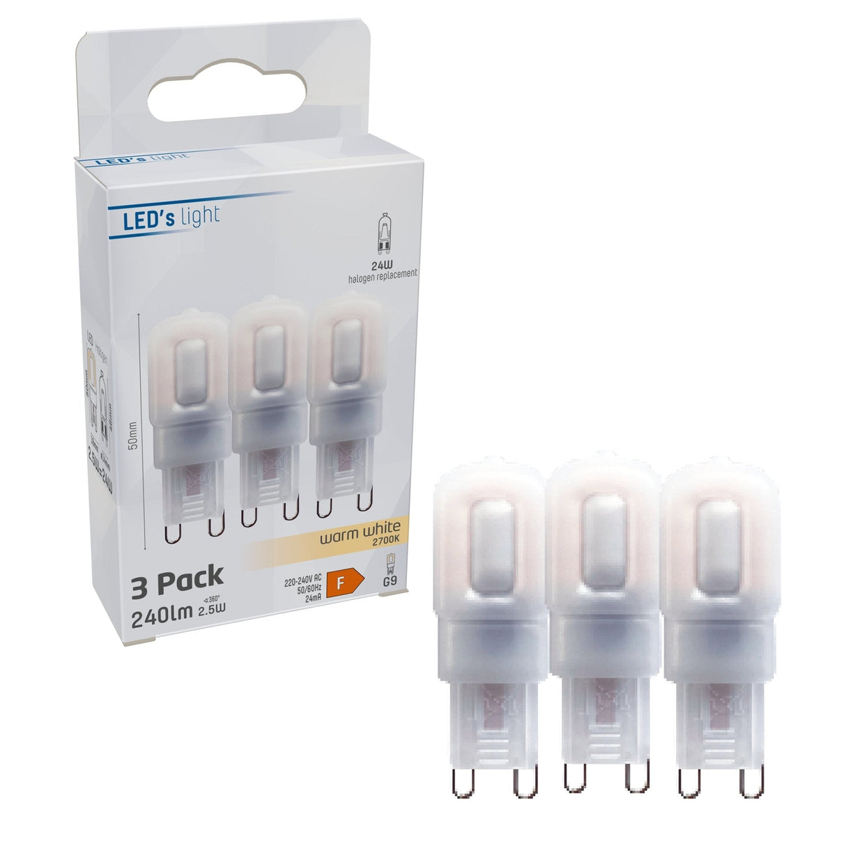 G9 LED Capsule - Warm white 2700K - 2.5W - 240 Lumen - 3 Pieces