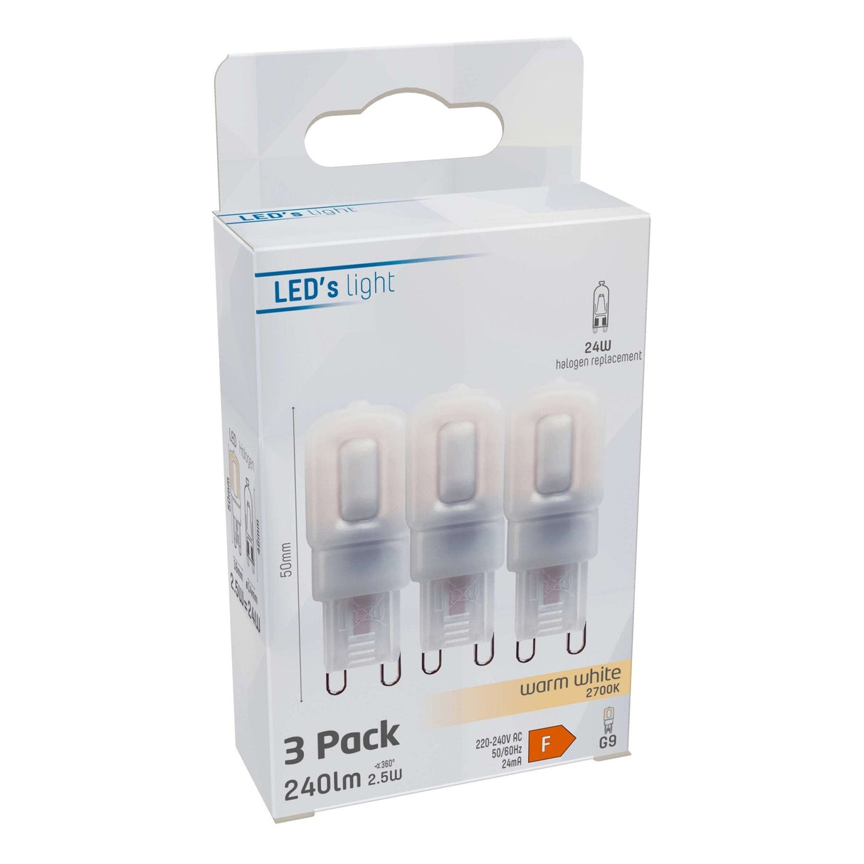 G9 LED Capsule - Warm white 2700K - 2.5W - 240 Lumen - 3 Pieces