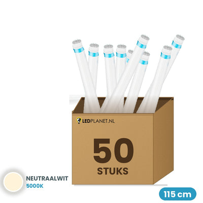 Scatola da 50 tubi LED T5 115cm 18W bianco neutro 5000K