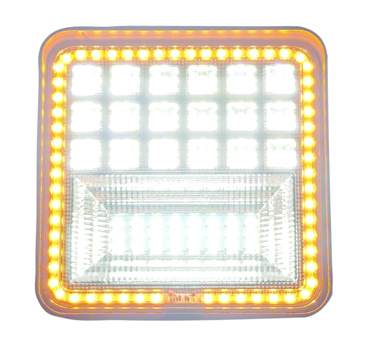 Work light + indicator square | LED spotlight 42x3=126W | 10-60 Volt | 6000K + orange | IP67