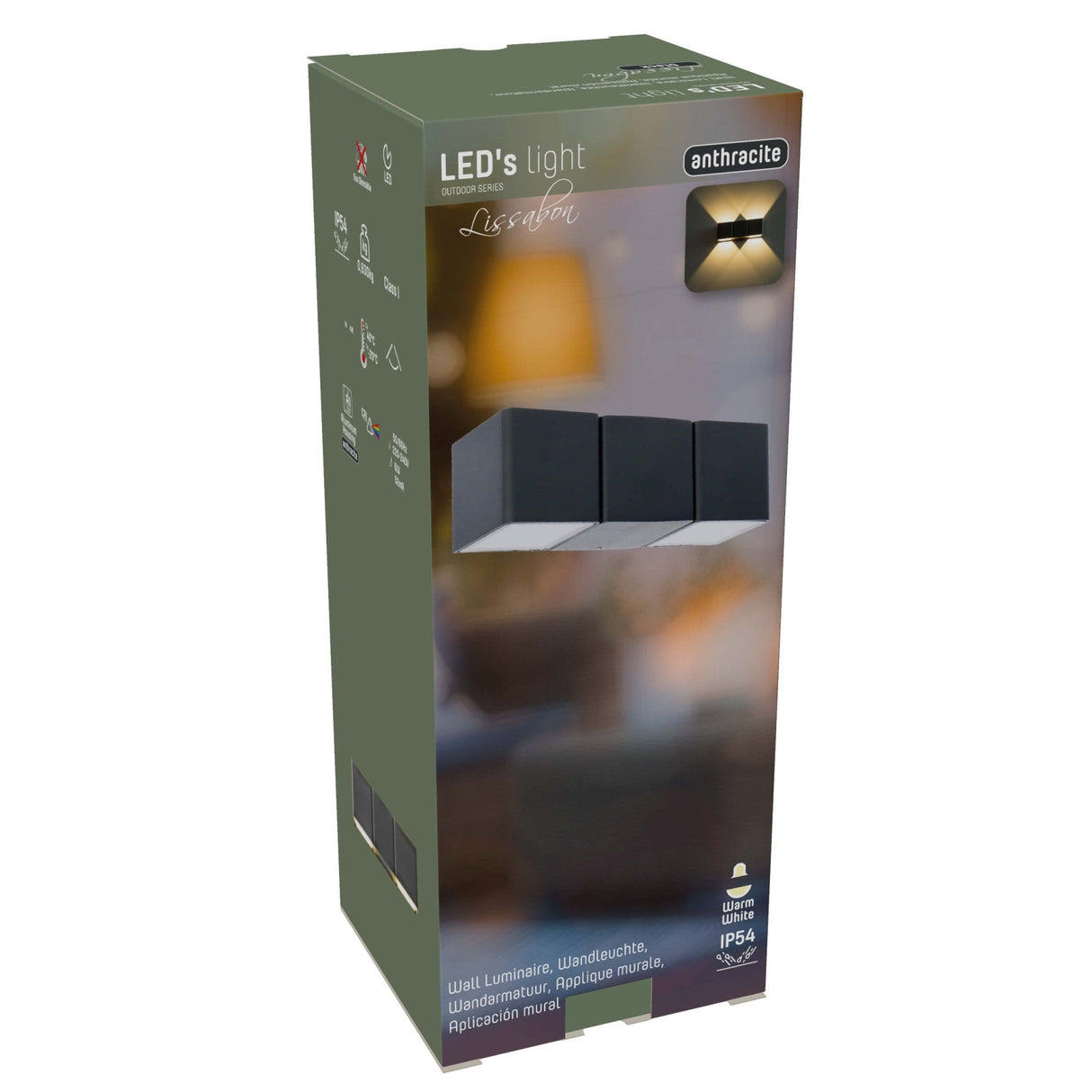 LED's Light 4-flammige Wandleuchte für den Außenbereich - Modell Aversa - Warmweiß - IP54 wasserdicht - Anthrazit