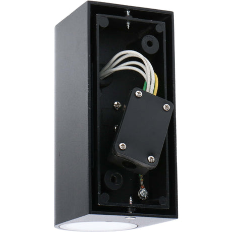Lampada da parete LED's Light LED per esterni - Cilindrica con 2 attacchi GU10 - Modello Sapri - IP44 - Nera