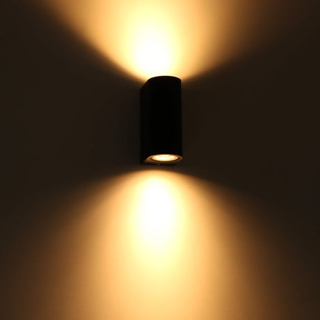 Lampada da parete LED's Light LED per esterni - Cilindrica con 2 attacchi GU10 - Modello Sapri - IP44 - Nera
