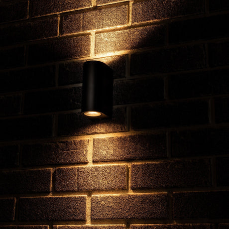 Lampada da parete LED's Light LED per esterni - Cilindrica con 2 attacchi GU10 - Modello Sapri - IP44 - Nera