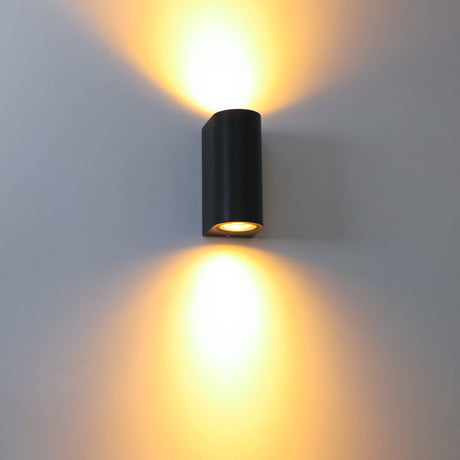 Lampada da parete LED's Light LED per esterni - Cilindrica con 2 attacchi GU10 - Modello Sapri - IP44 - Nera