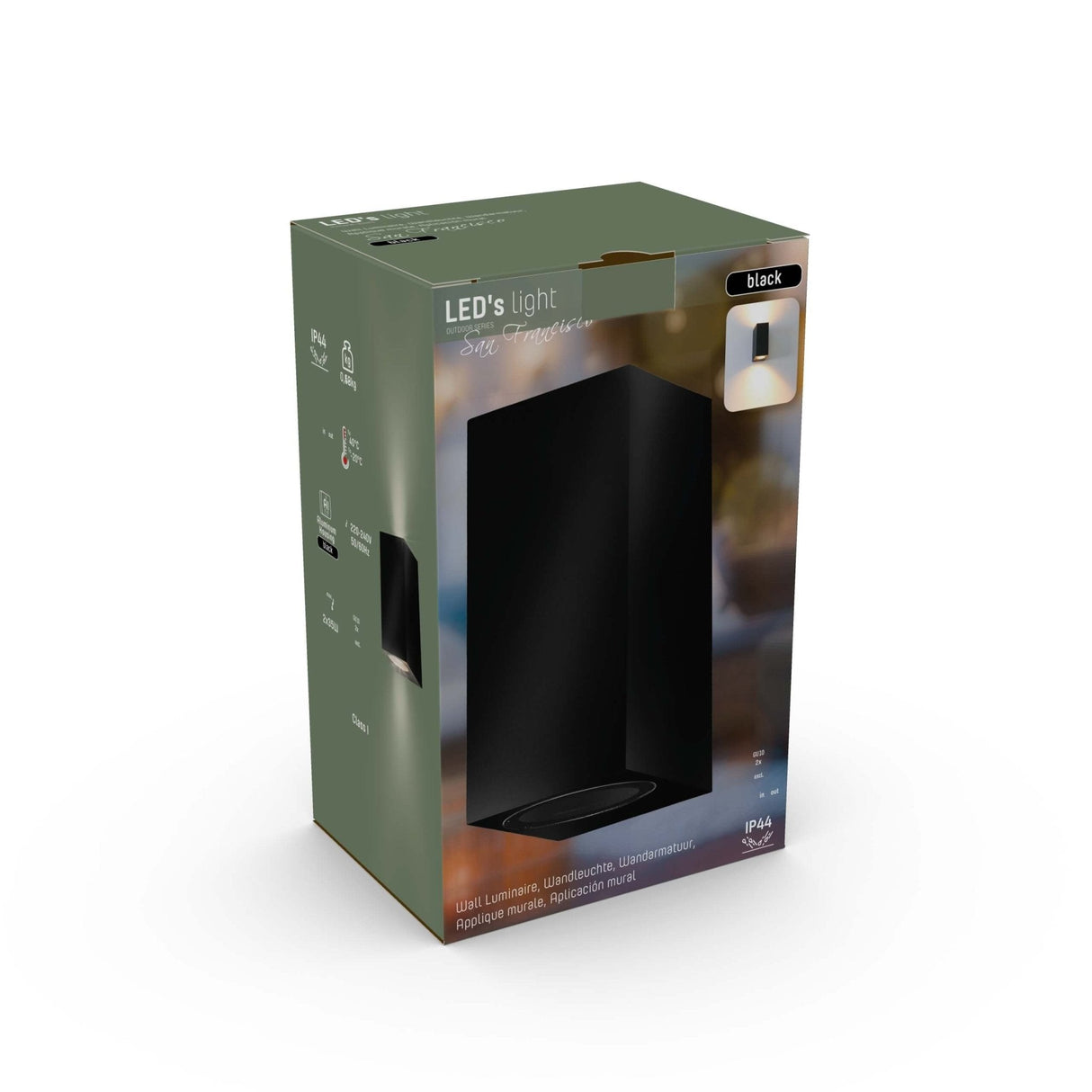 NØRD Up&amp;Down - LED's Light LED-Außenleuchte mit GU10-Fassung - Rechteckig - IP44 - Schwarz - Modell Mailand
