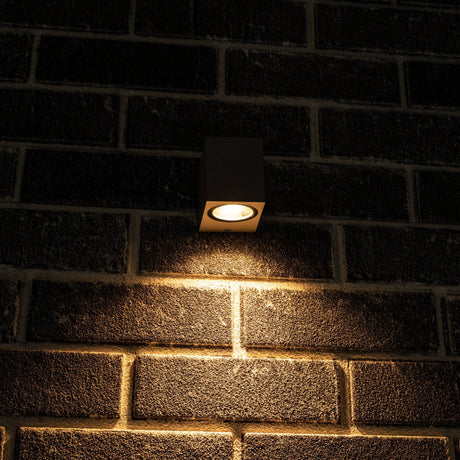 NØRD Down - Aplique LED exterior con casquillo GU10 - Rome - Cuadrado - IP44 - Gris