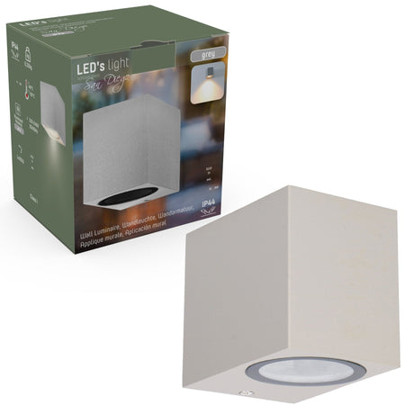 NØRD Down - Aplique LED exterior con casquillo GU10 - Rome - Cuadrado - IP44 - Gris