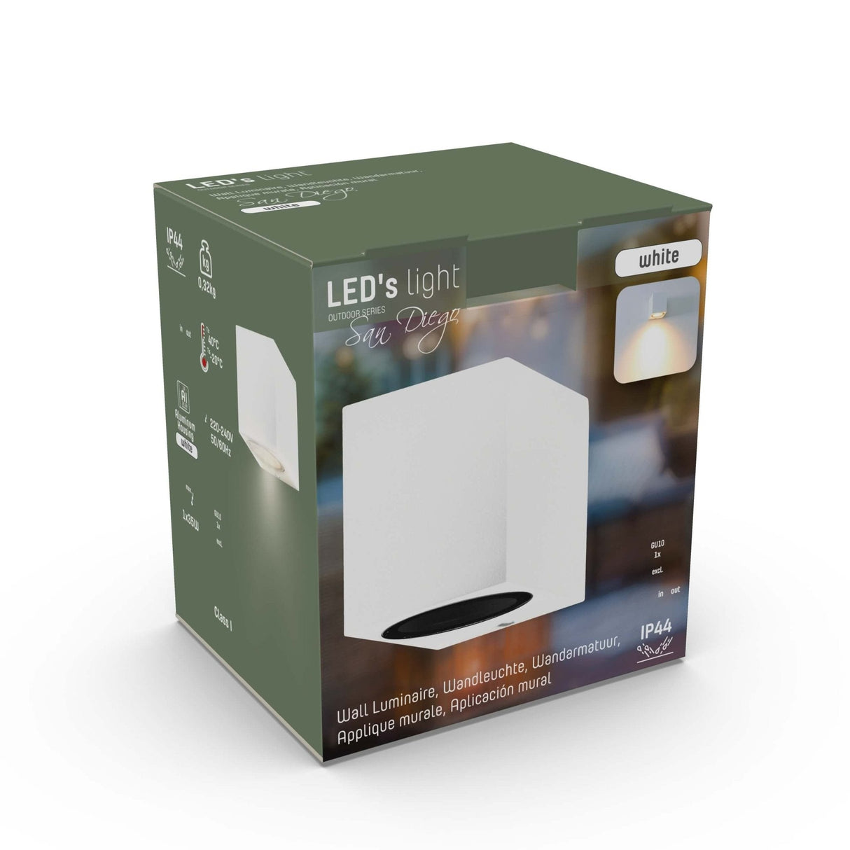 NØRD Down - LED's Light LED Wandleuchte für den Außenbereich mit GU10-Fassung - Quadratisch - IP44 - Weiß - Modell Rome