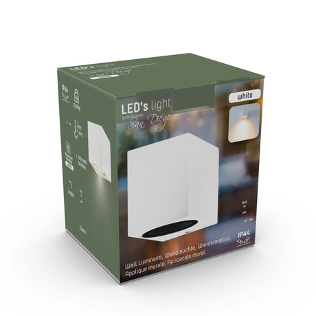 NØRD Down - Lámpara de pared LED para exterior LED's Light con casquillo GU10 - Cuadrada - IP44 - Blanco - Modelo Roma